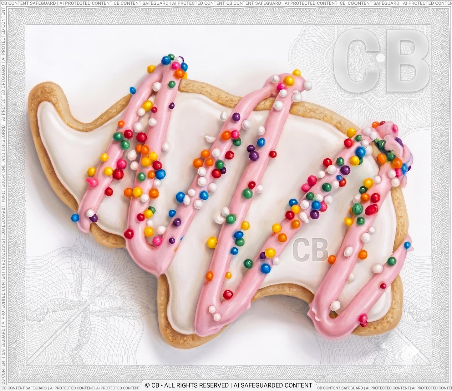 Frosted Animal Cookie Art Print, Pop Art Sweet Treat Wall Decor, Nostalgic Circus Animal Cookie Painting, Colorful Kitchen & Nursery Decor