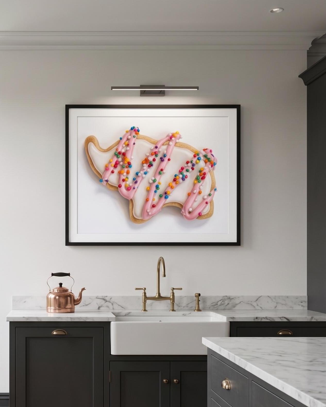 Frosted Animal Cookie Art Print, Pop Art Sweet Treat Wall Decor, Nostalgic Circus Animal Cookie Painting, Tiny Chef Art