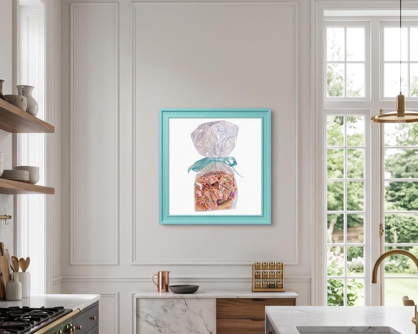 Frosted Animal Cookie Art Print, Pop Art Sweet Treat Wall Decor, Nostalgic Circus Animal Cookie Painting, Tiny Chef Art