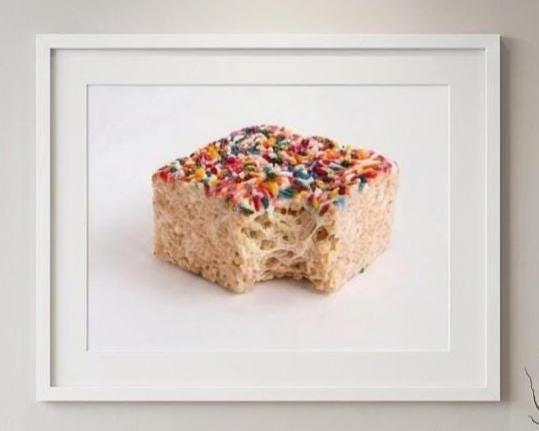 Miniature Chef Art Print - Rice Krispie Treat Pop Art - Funny Kitchen Wall Decor - Tiny People Macro Food Photography - Dessert Poster