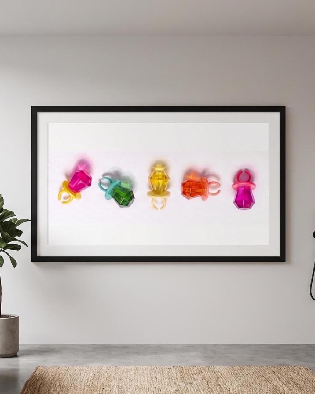 Retro Candy Ring Pop Art Print | Bright Neon Teen Girl Room Decor | Unframed Square Poster