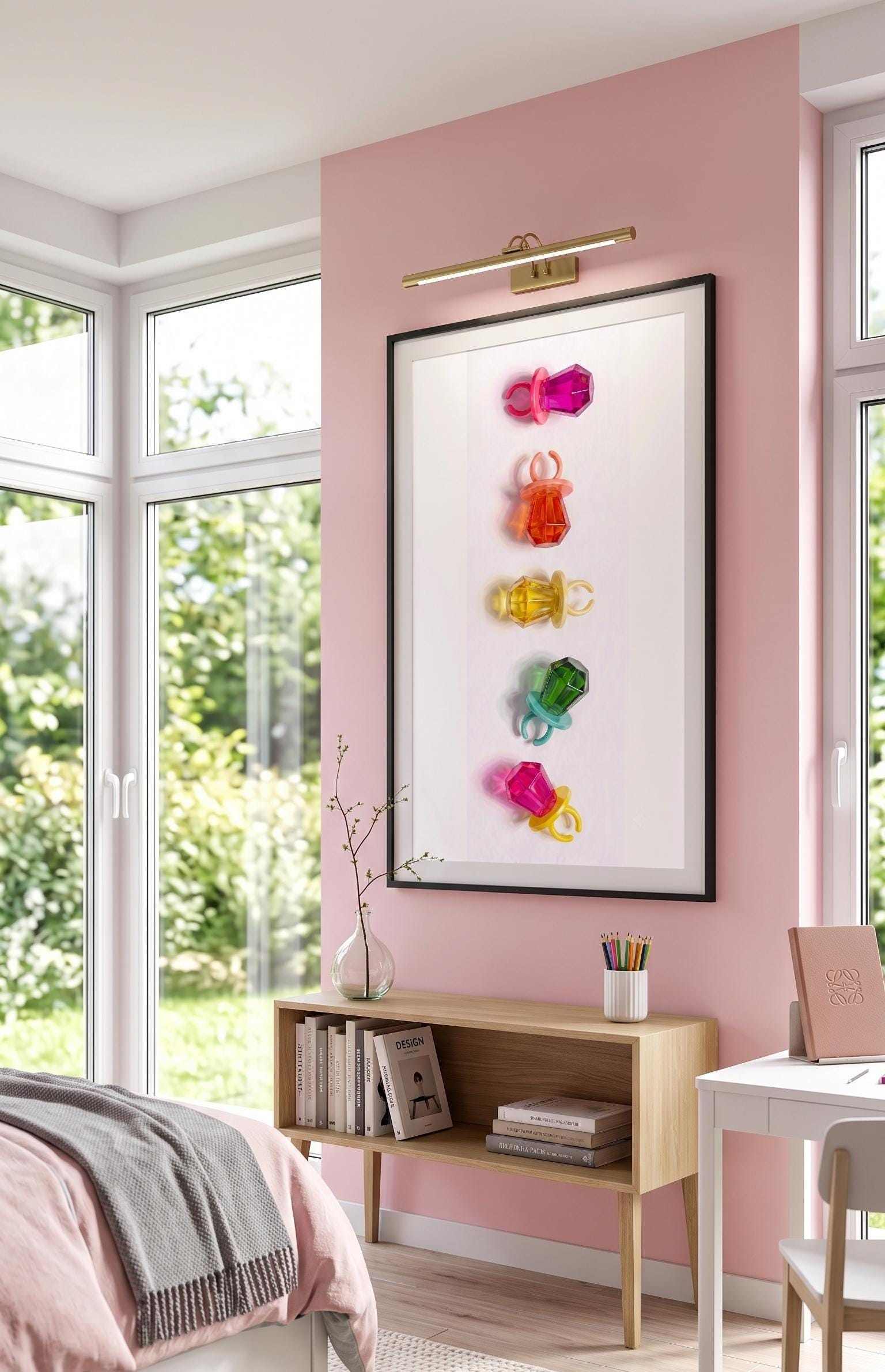 Retro Candy Ring Pop Art Print | Bright Neon Teen Girl Room Decor | Unframed Square Poster