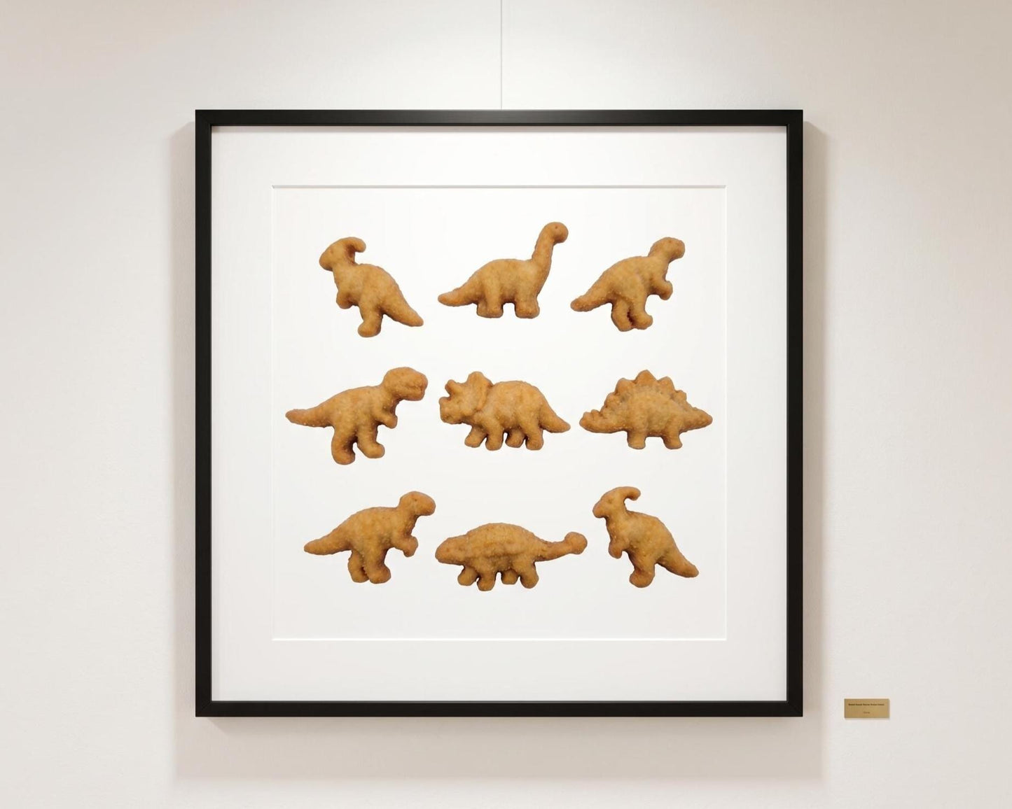 Dinosaur Chicken Nugget Fine Art Print | Contemporary Food Pop Art | Nostalgic Kitchen Decor | Playroom Wall Art | Funny Quirky Poster