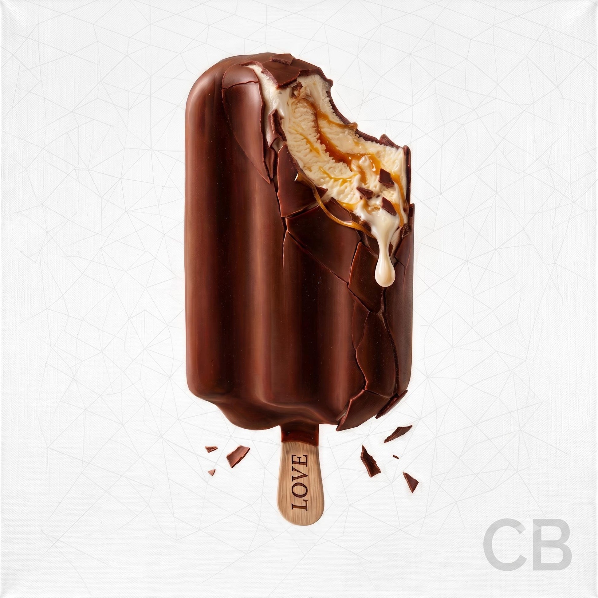 Food Wall Art Print - Chocolate Ice Cream with LOVE Stick - Contemporary Pop Art for Playroom, Nursery or Teen Room