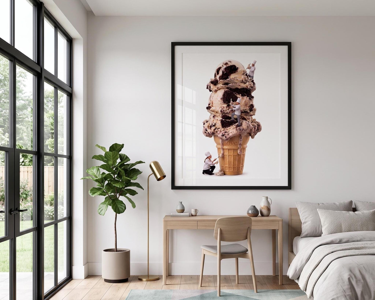 Ice Cream Cone Art Print | Sweet Nursery Wall Art | Playful Kitchen Decor | Kids Room Wall Art | Tiny Chef Food Illustration
