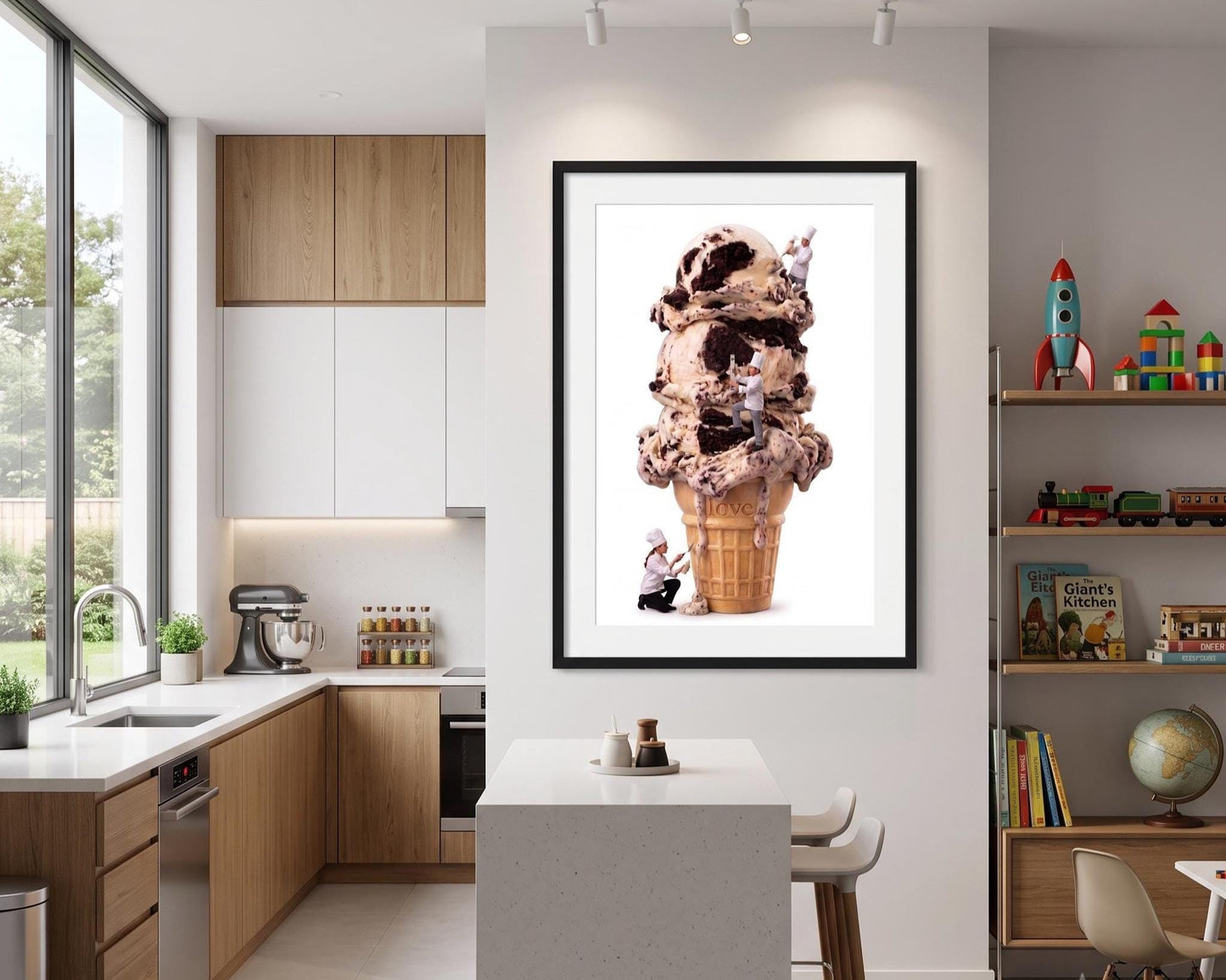 Ice Cream Cone Art Print | Sweet Nursery Wall Art | Playful Kitchen Decor | Kids Room Wall Art | Tiny Chef Food Illustration