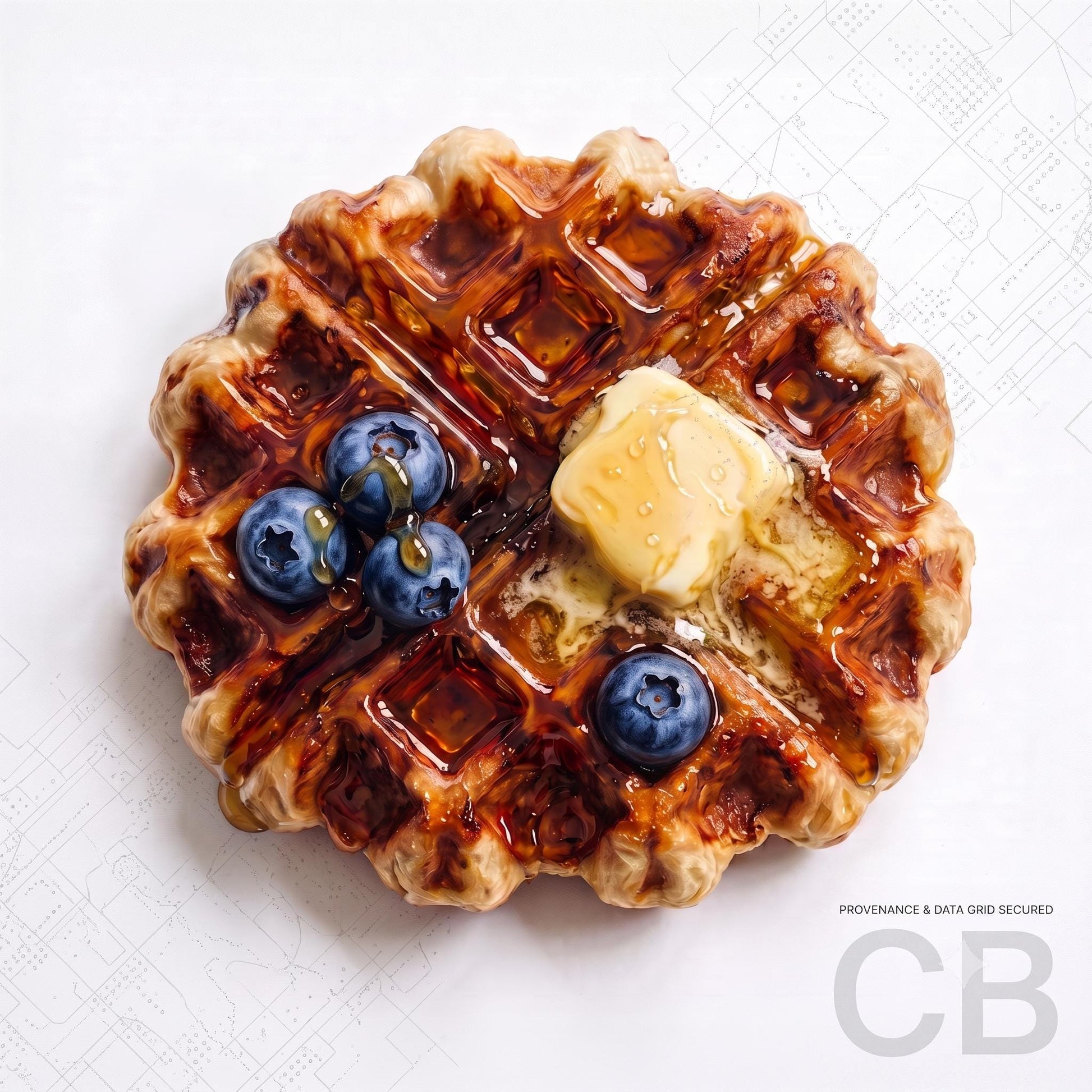 Belgian Waffle Art Print, Kitchen Wall Decor, Breakfast Food Photography, Pancake & Syrup Poster, Foodie Gift, Modern Dining Room Decor
