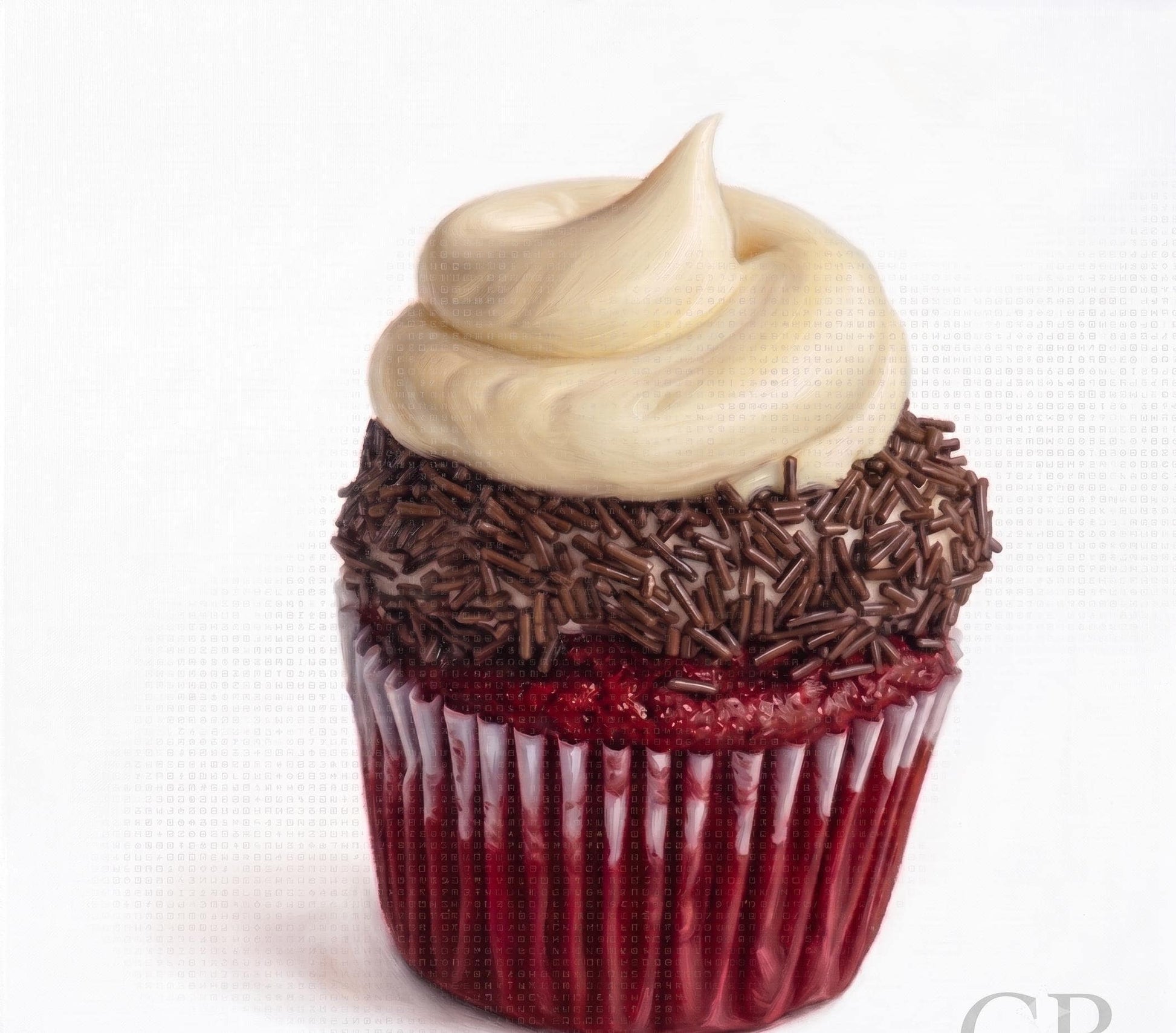 Red Velvet Cupcake Fine Art Print | Sweet Dessert Pop Art | Kitchen & Bakery Wall Decor | Realistic Food Illustration