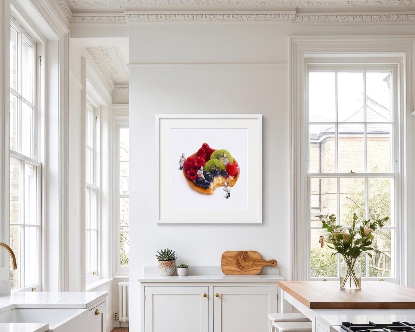 Realistic Fruit Tart Wall Art | Kitchen Decor | Tiny Chef Food Painting Print | Illustration for Dining Room