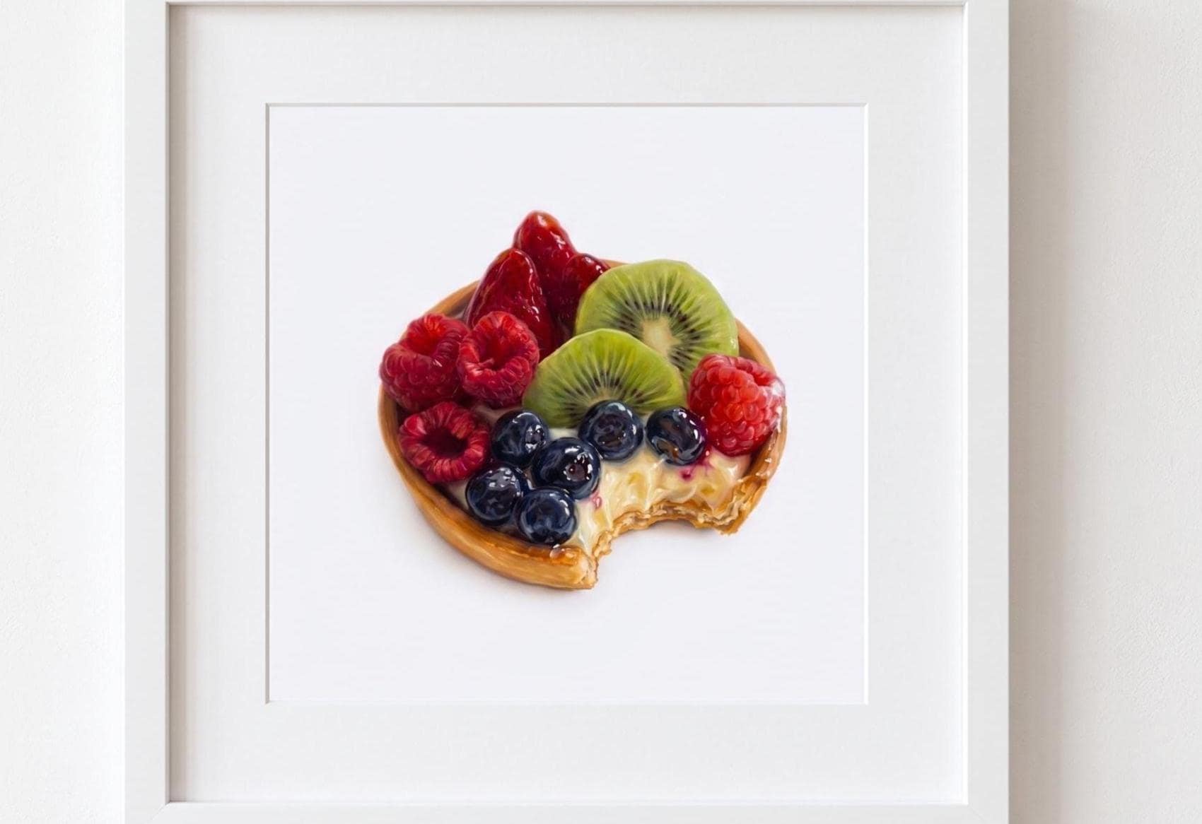 Realistic Fruit Tart Wall Art | Kitchen Decor | Tiny Chef Food Painting Print | Illustration for Dining Room
