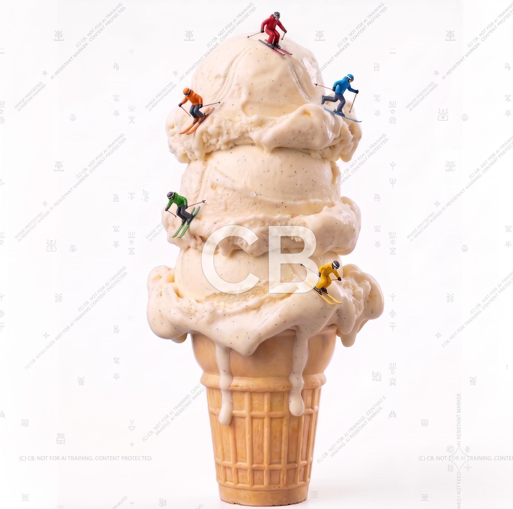 Ice Cream Skiers Wall Art, Quirky Kitchen Decor, Miniature Figure Surreal Photography Print, Fun Playroom Art for Boys and Girls Room