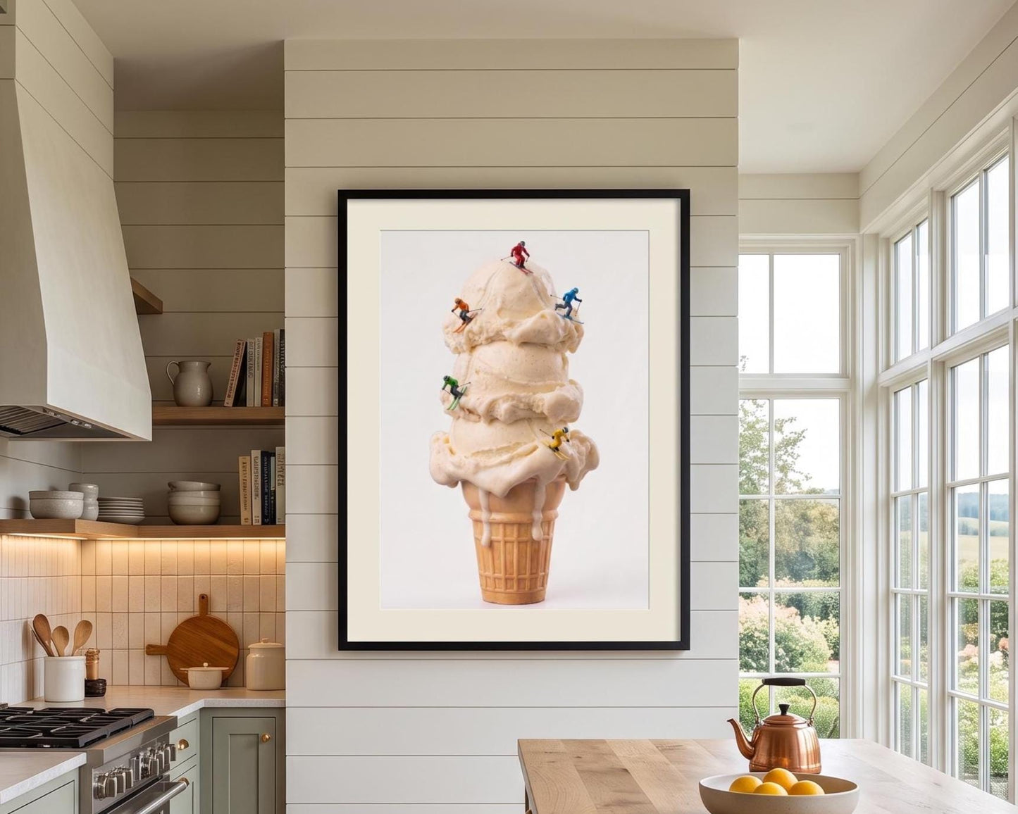 Ice Cream Skiers Wall Art, Quirky Kitchen Decor, Miniature Figure Surreal Photography Print, Fun Playroom Art for Boys and Girls Room