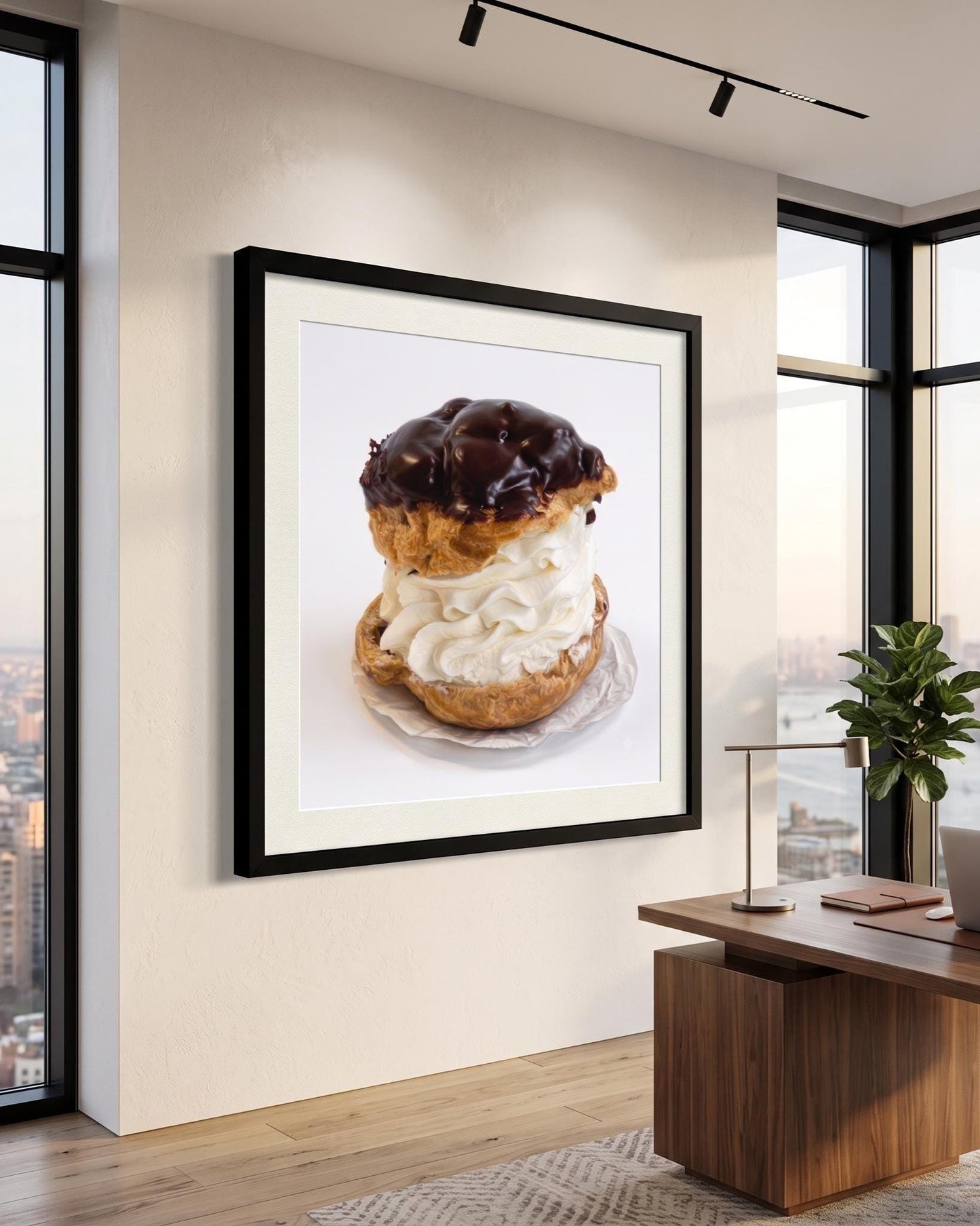 Tiny Chef Cream Puff Art Print | Surreal Miniature Food Wall Decor (Print Only)