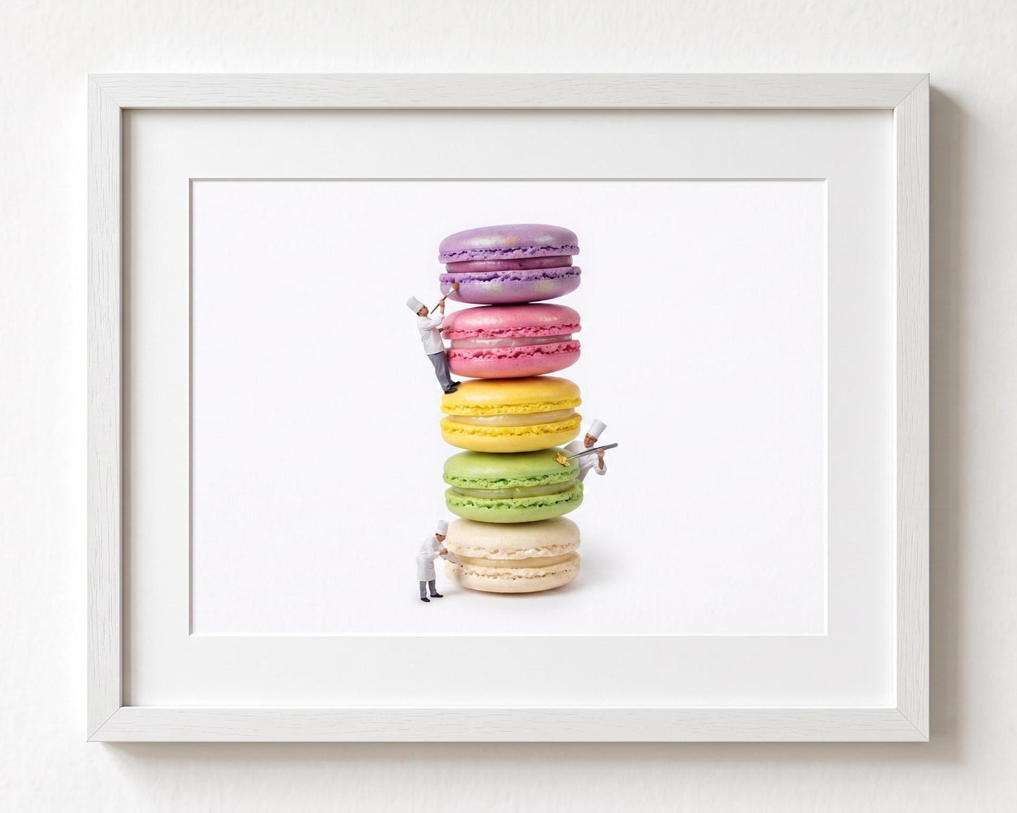 Colorful Macaron Stack Art Print, Bright French Dessert Wall Decor, Tiny Chef Fine Art