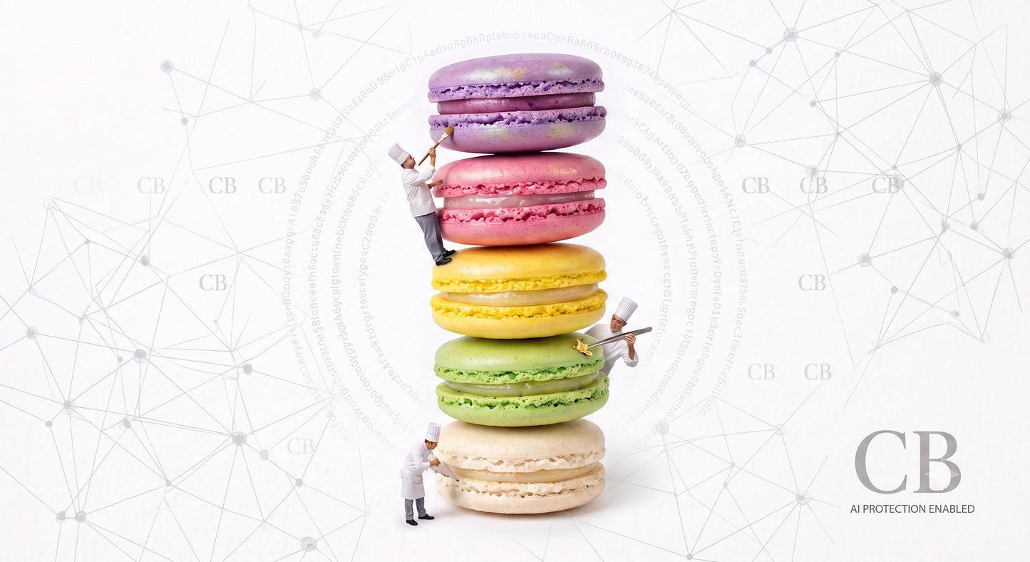 Colorful Macaron Stack Art Print, Bright French Dessert Wall Decor, Tiny Chef Fine Art