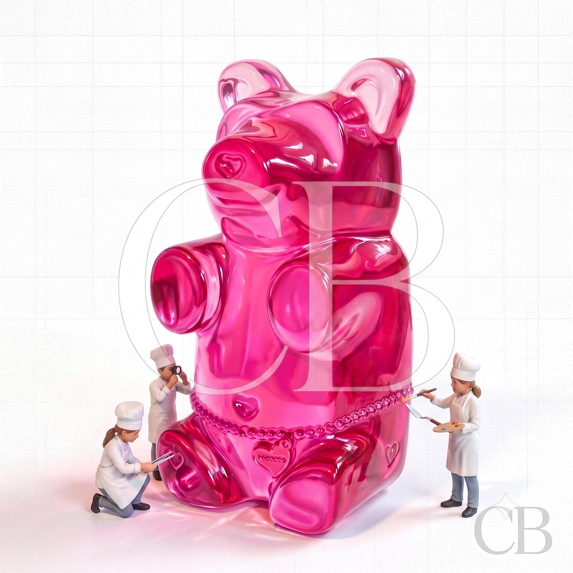 Gummy Bear Pop Art Print | Contemporary Candy Wall Decor | Miniature Chef Wall Decor | Fine Art Print | Colorful Hip Aesthetic Room Art