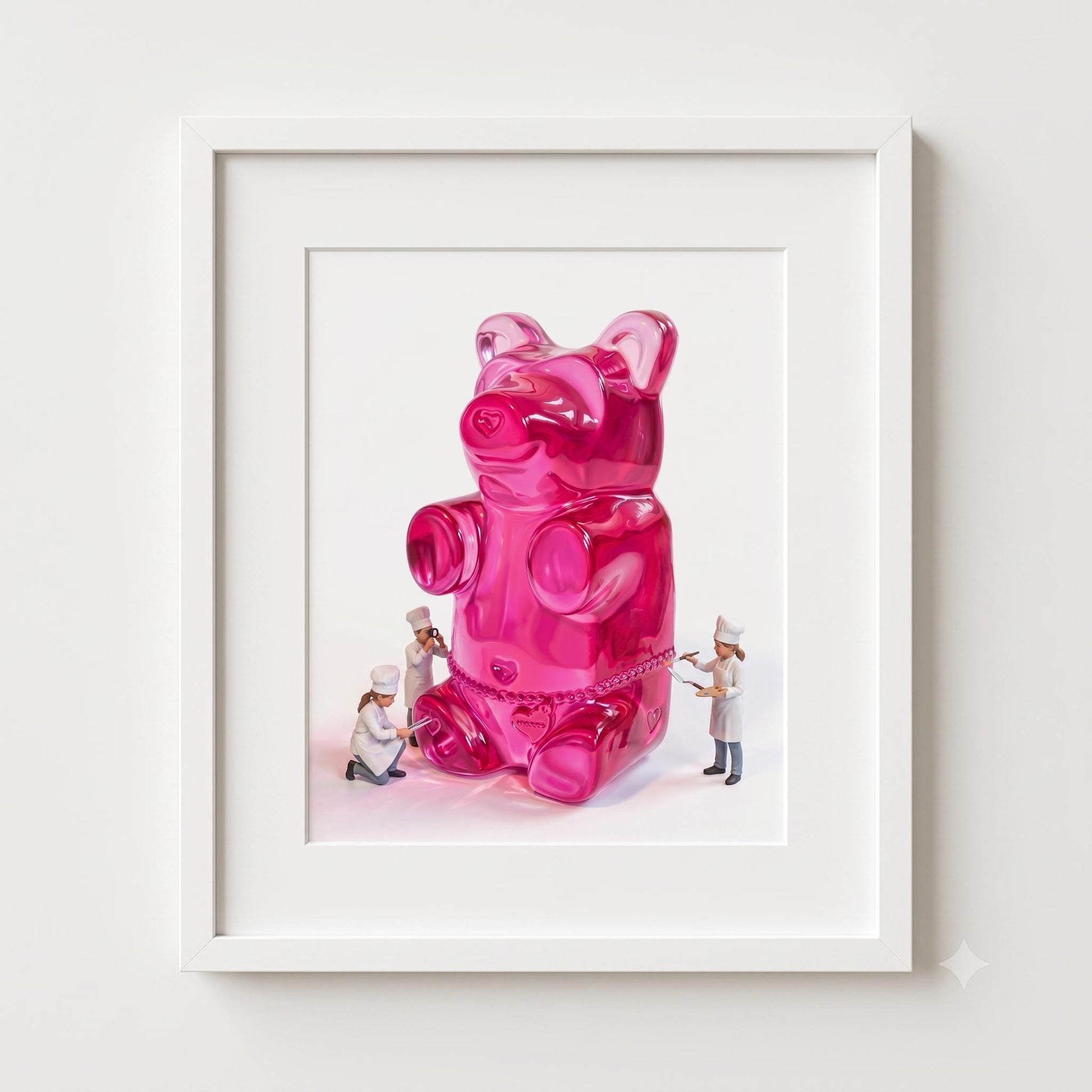 Gummy Bear Pop Art Print | Contemporary Candy Wall Decor | Miniature Chef Wall Decor | Fine Art Print | Colorful Hip Aesthetic Room Art