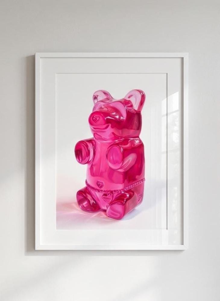 Gummy Bear Pop Art Print | Contemporary Candy Wall Decor | Miniature Chef Wall Decor | Fine Art Print | Colorful Hip Aesthetic Room Art