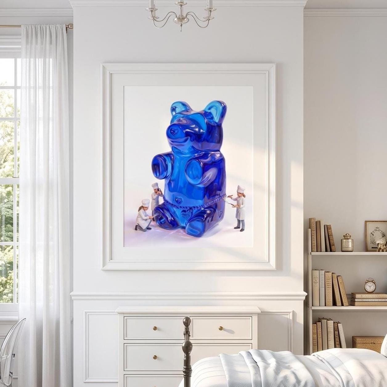 Gummy Bear Pop Art Print | Contemporary Candy Wall Decor | Miniature Chef Wall Decor | Fine Art Print | Colorful Hip Aesthetic Room Art
