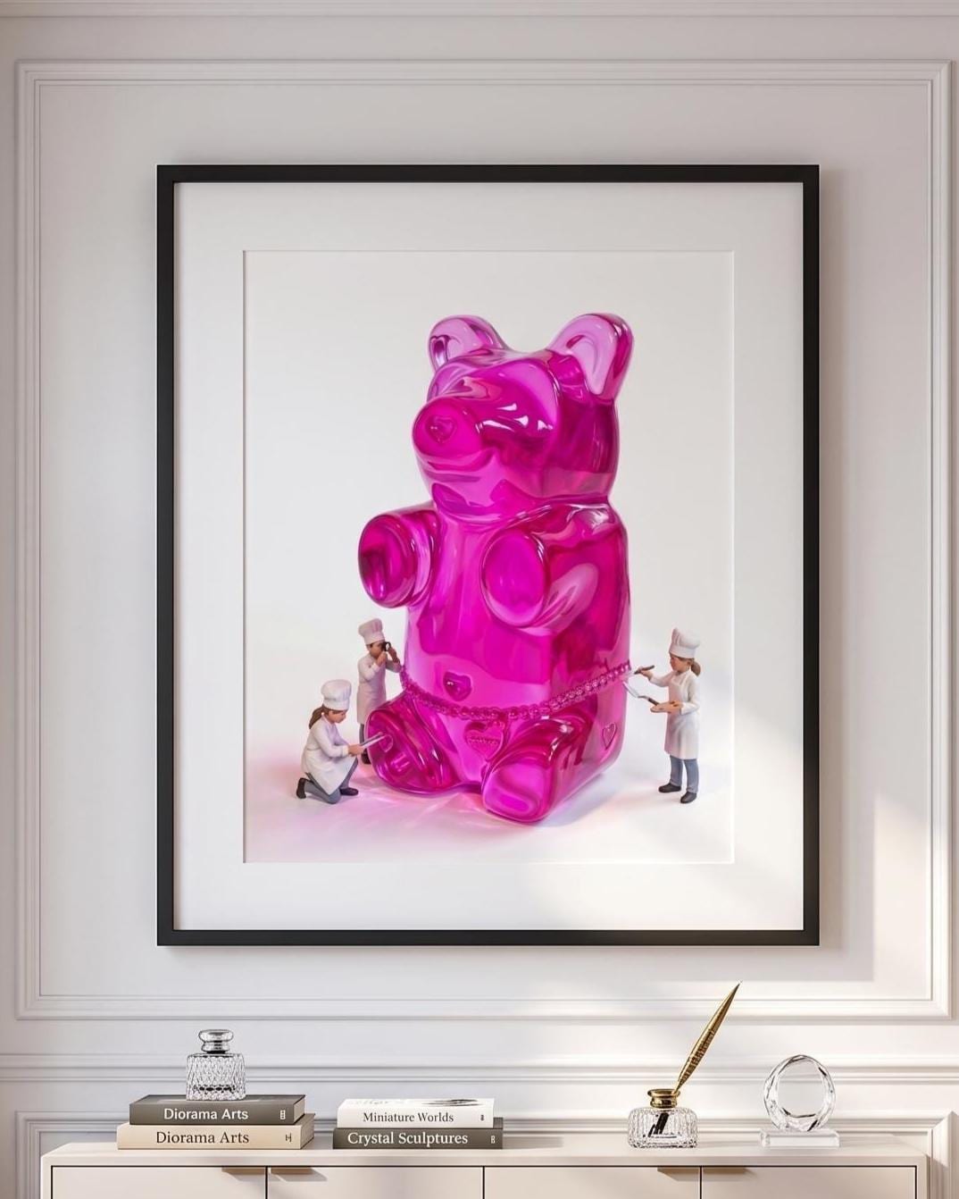 Gummy Bear Pop Art Print | Contemporary Candy Wall Decor | Miniature Chef Wall Decor | Fine Art Print | Colorful Hip Aesthetic Room Art