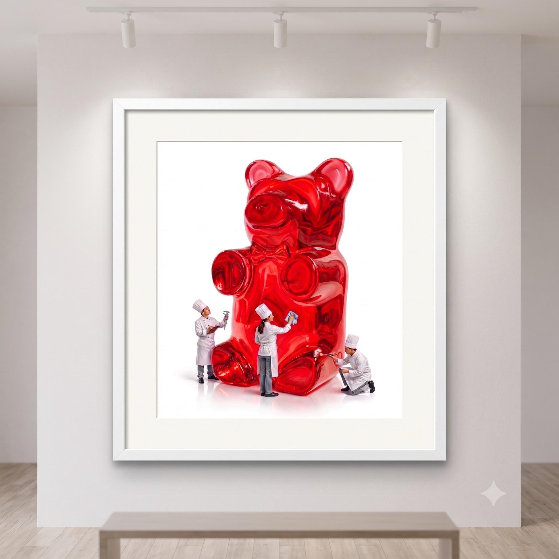 Gummy Bear Fine Art Print | Bright Candy Pop Art Wall Decor | Modern Kitchen Decor | Whimsical Miniature Chef Wall Art