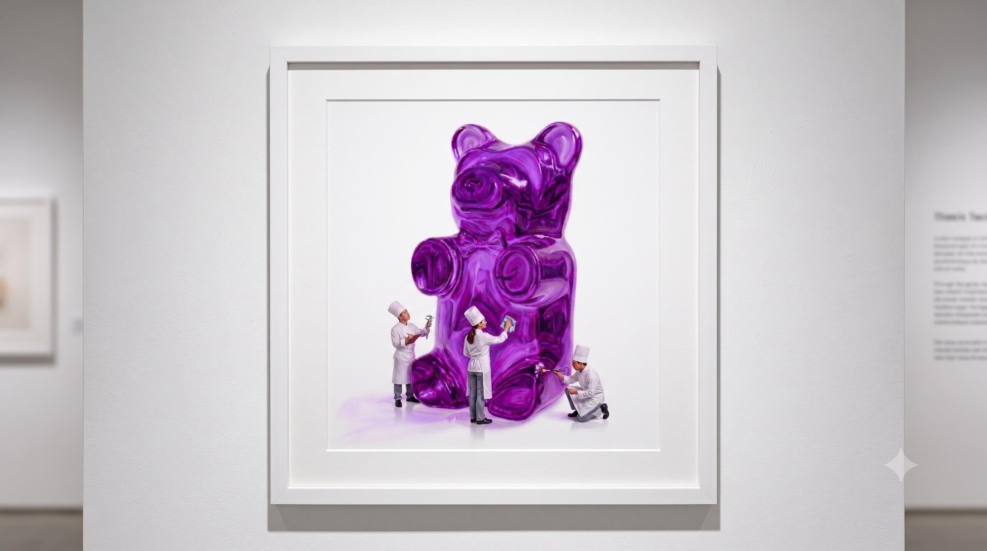 Gummy Bear Fine Art Print | Bright Candy Pop Art Wall Decor | Modern Kitchen Decor | Whimsical Miniature Chef Wall Art