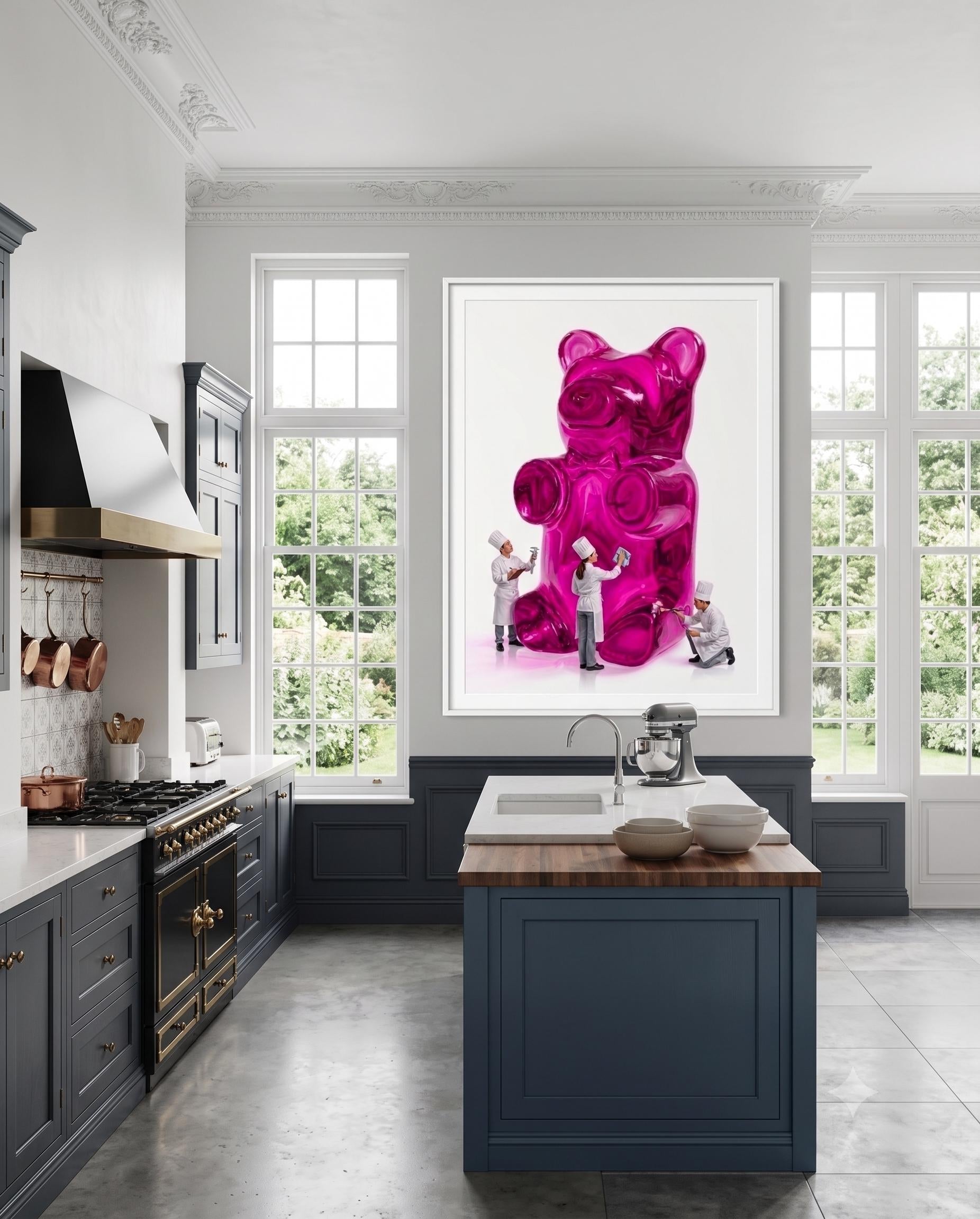 Gummy Bear Fine Art Print | Bright Candy Pop Art Wall Decor | Modern Kitchen Decor | Whimsical Miniature Chef Wall Art