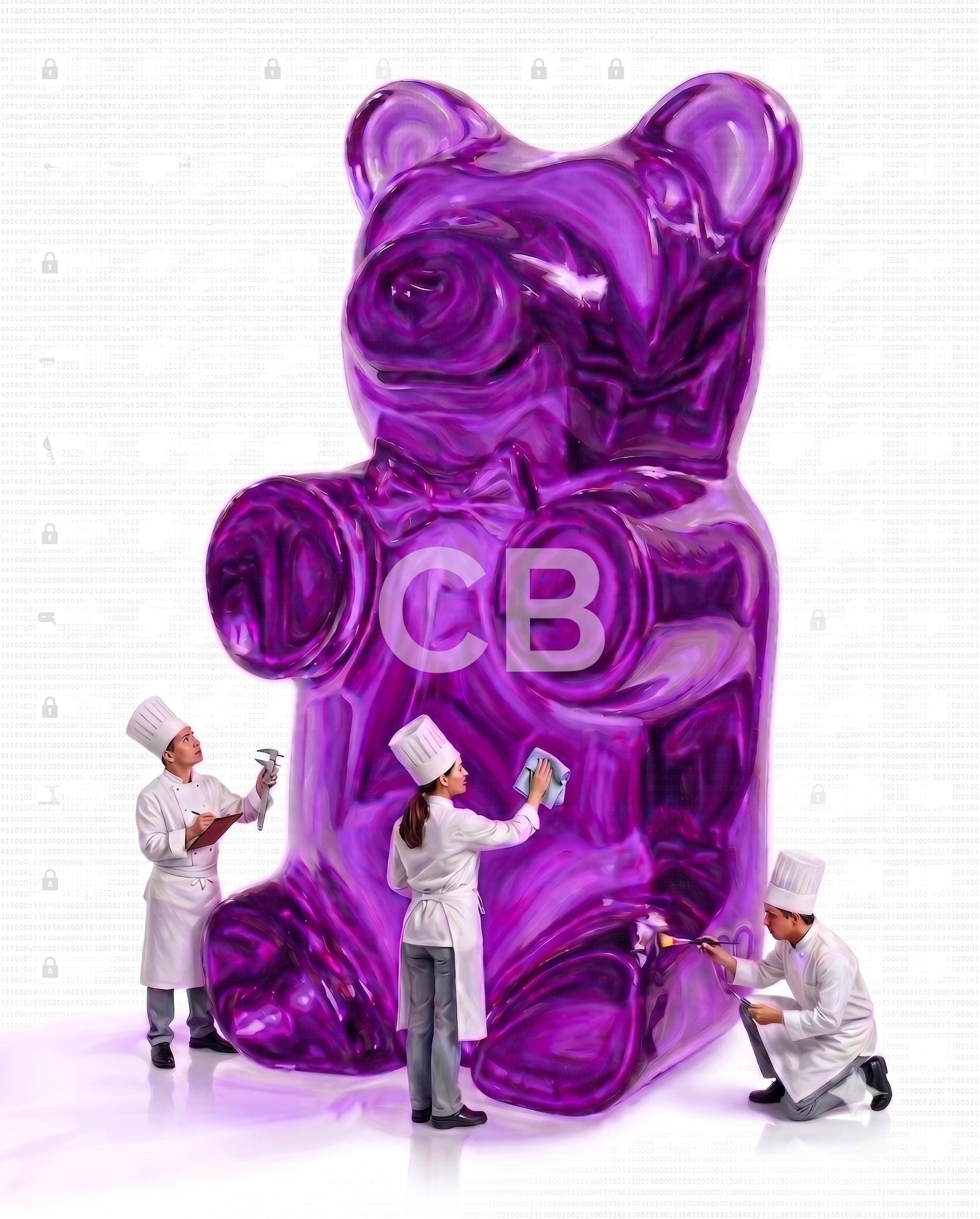 Gummy Bear Fine Art Print | Bright Candy Pop Art Wall Decor | Modern Kitchen Decor | Whimsical Miniature Chef Wall Art
