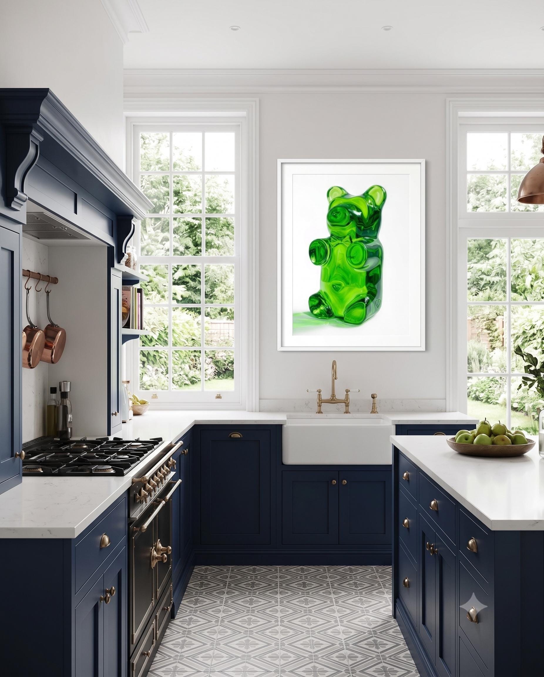 Gummy Bear Fine Art Print | Bright Candy Pop Art Wall Decor | Modern Kitchen Decor | Whimsical Miniature Chef Wall Art