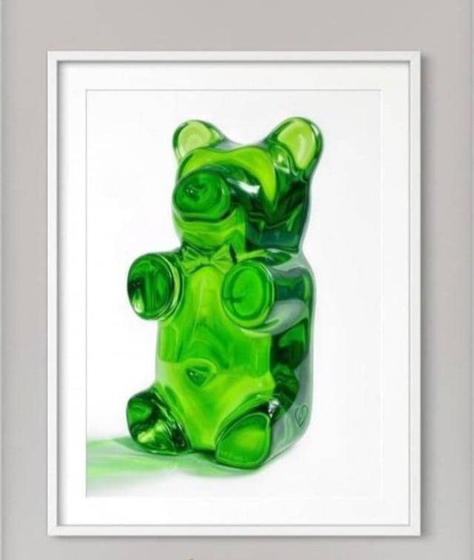 Gummy Bear Fine Art Print | Bright Candy Pop Art Wall Decor | Modern Kitchen Decor | Whimsical Miniature Chef Wall Art