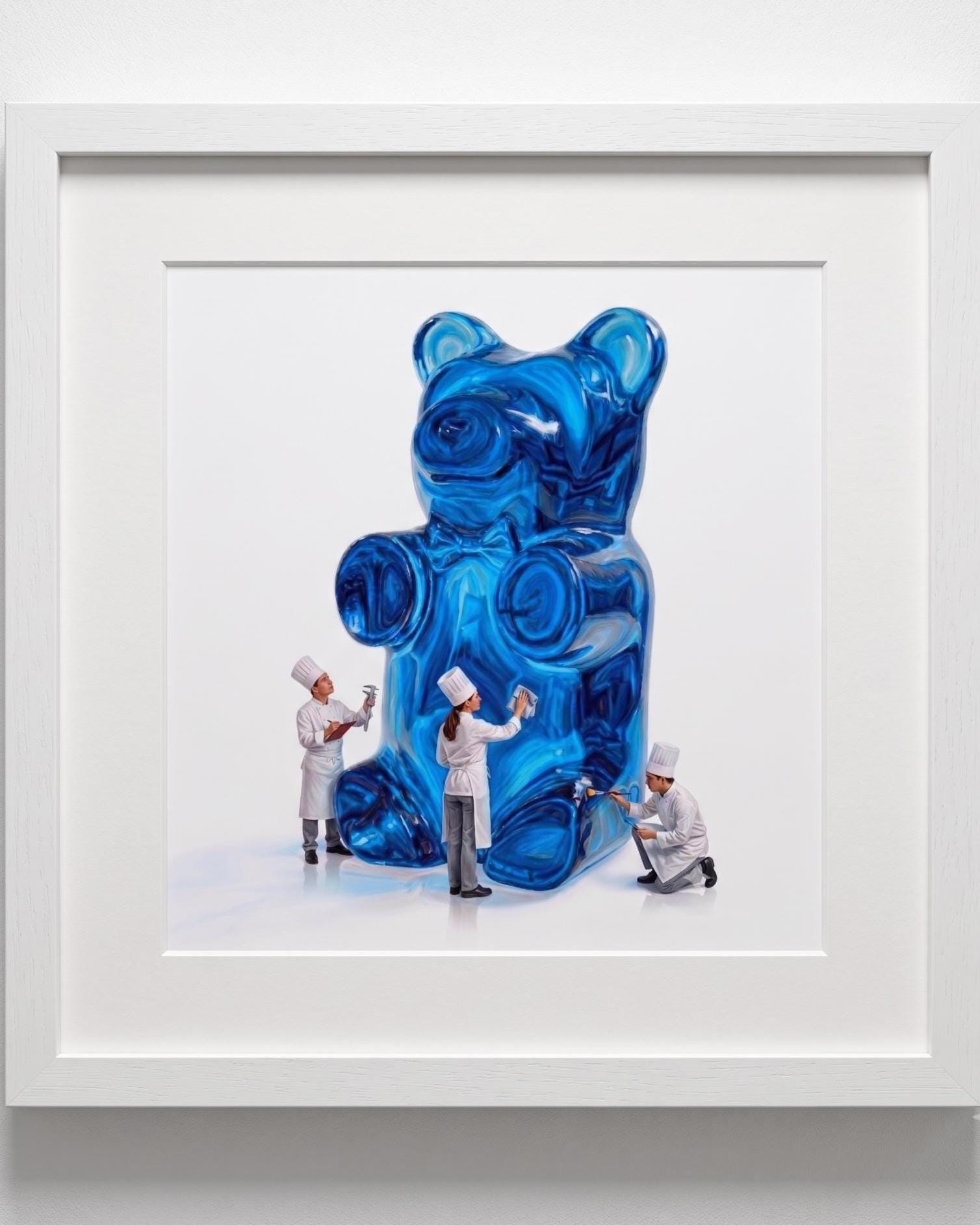 Gummy Bear Fine Art Print | Bright Candy Pop Art Wall Decor | Modern Kitchen Decor | Whimsical Miniature Chef Wall Art