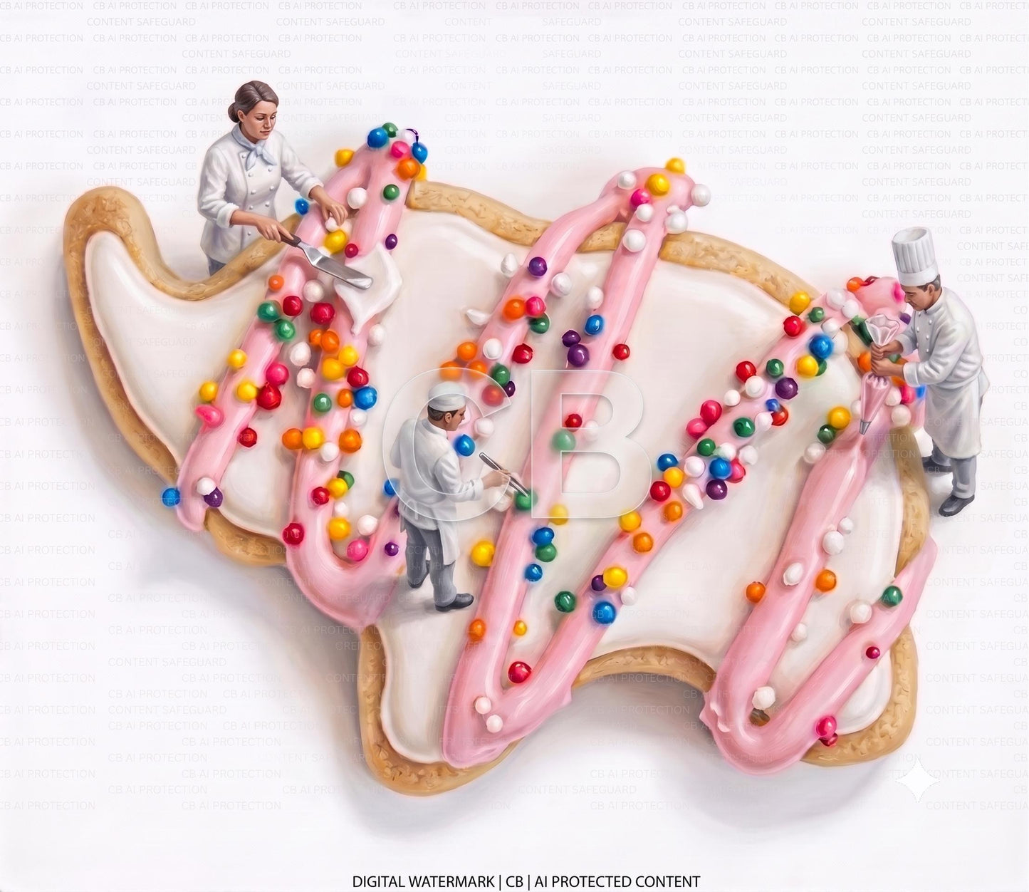 Frosted Animal Cookie Art Print, Pop Art Sweet Treat Wall Decor, Nostalgic Circus Animal Cookie Painting, Colorful Kitchen & Nursery Decor