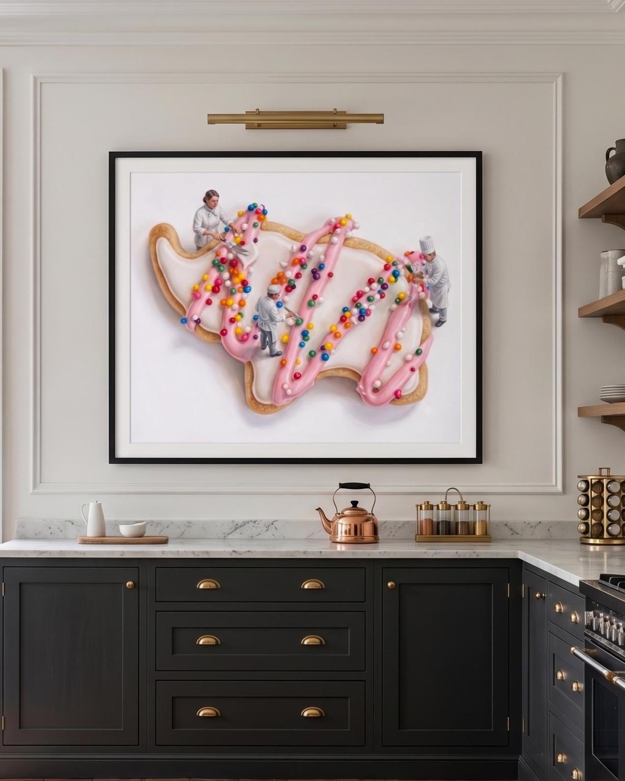 Frosted Animal Cookie Art Print, Pop Art Sweet Treat Wall Decor, Nostalgic Circus Animal Cookie Painting, Tiny Chef Art