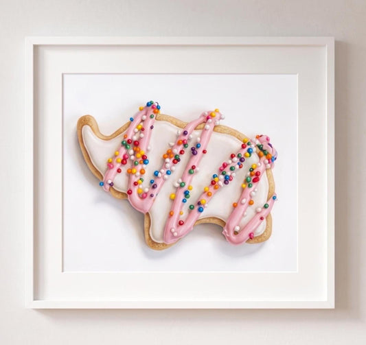 Frosted Animal Cookie Art Print, Pop Art Sweet Treat Wall Decor, Nostalgic Circus Animal Cookie Painting, Colorful Kitchen & Nursery Decor
