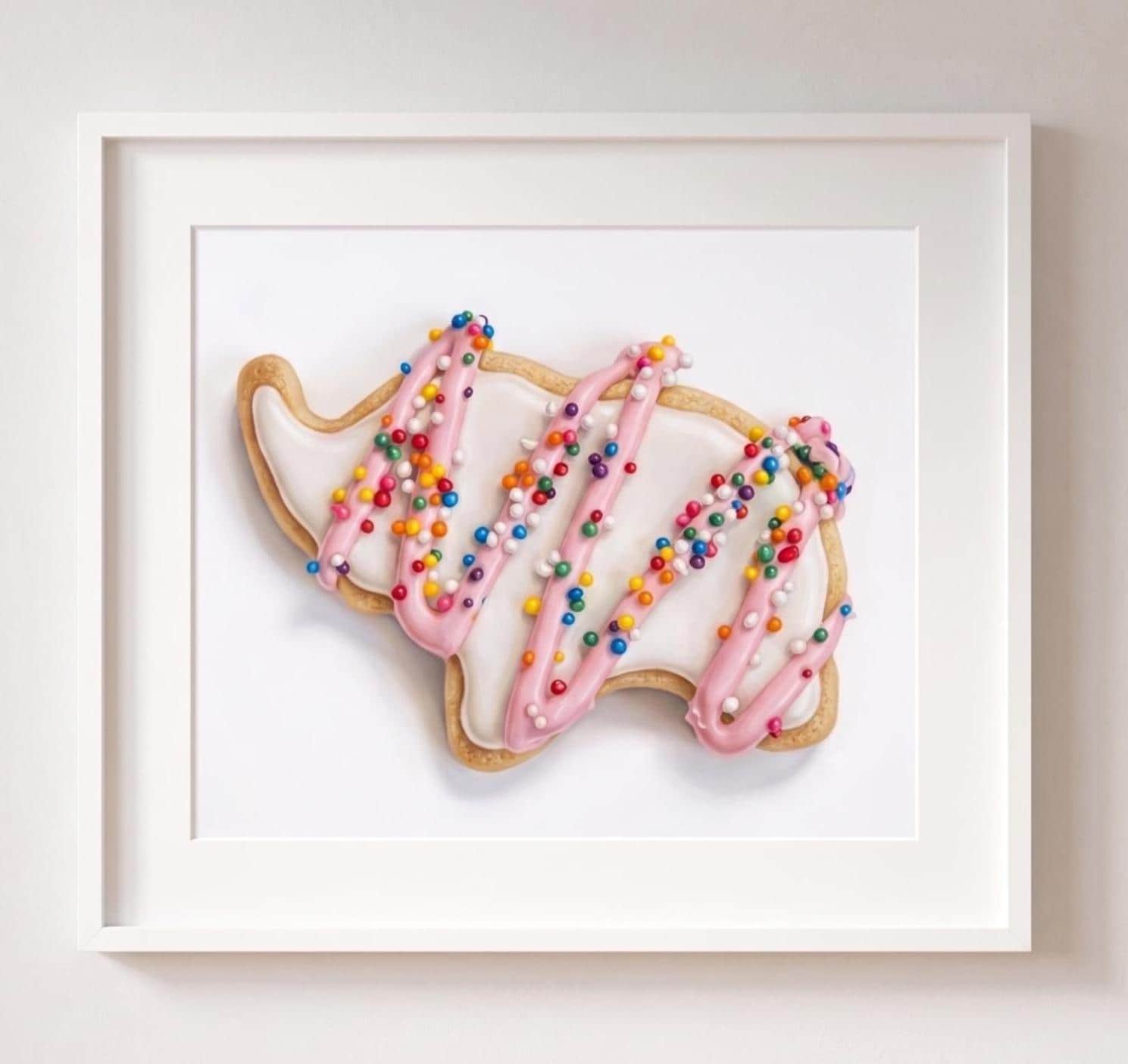 Frosted Animal Cookie Art Print, Pop Art Sweet Treat Wall Decor, Nostalgic Circus Animal Cookie Painting, Tiny Chef Art
