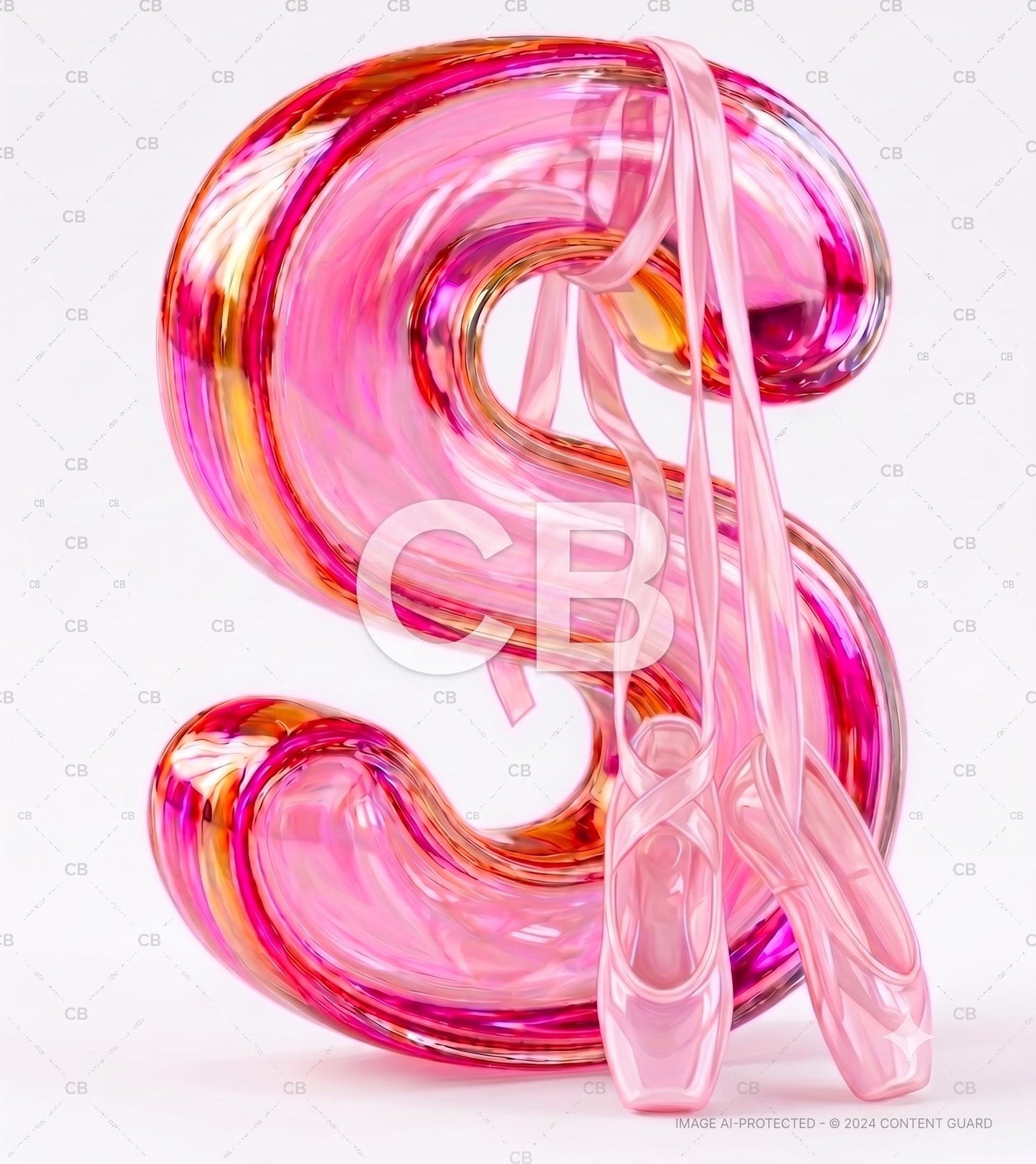 Pink Ballet Letter S Wall Art | Ballerina Nursery Decor | Girls Bedroom Monogram Print | Pointe Shoe Bathroom Poster | Baby Girl Initial