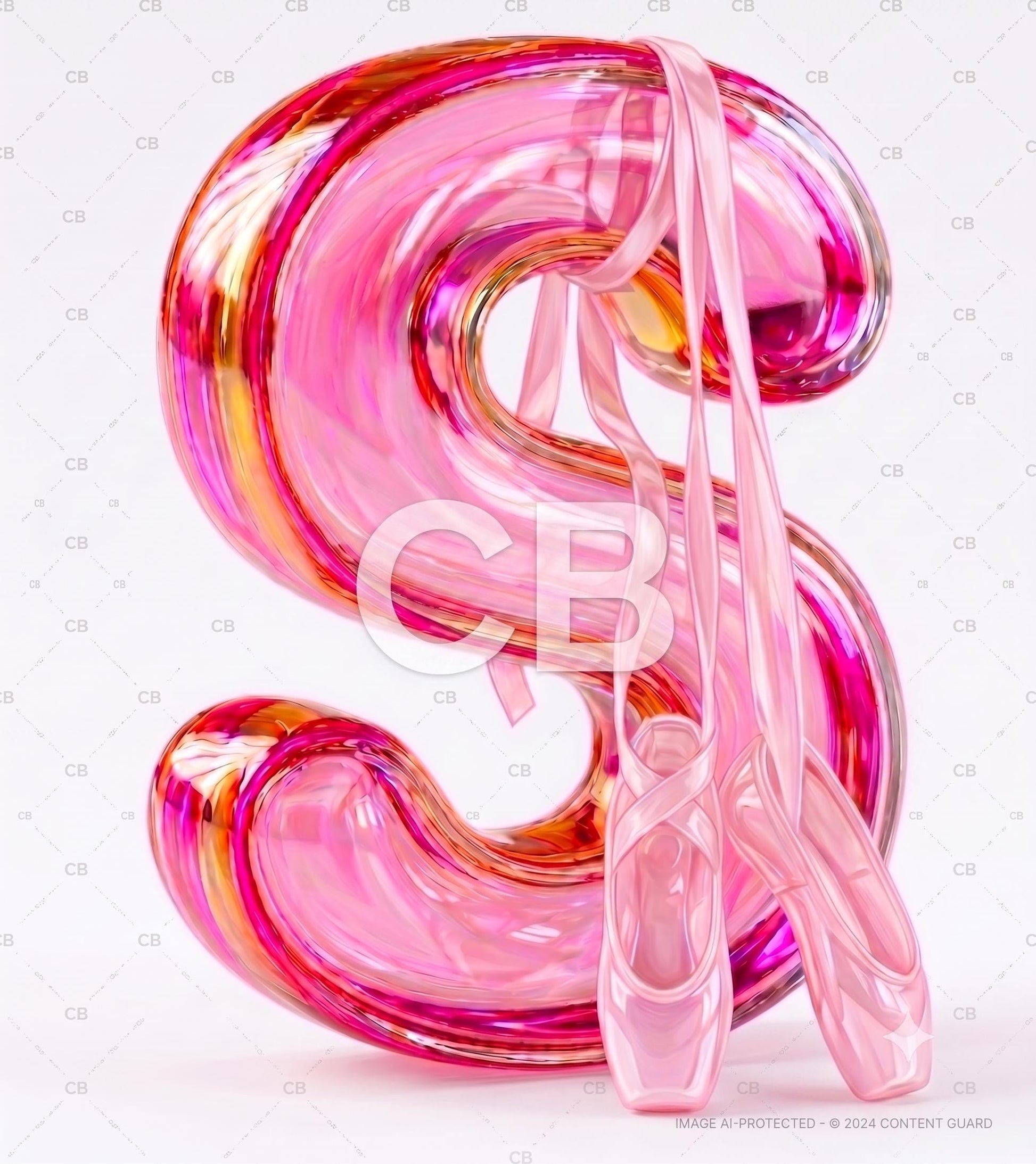 Pink Ballet Letter S Wall Art | Ballerina Nursery Decor | Girls Bedroom Monogram Print | Pointe Shoe Bathroom Poster | Baby Girl Initial