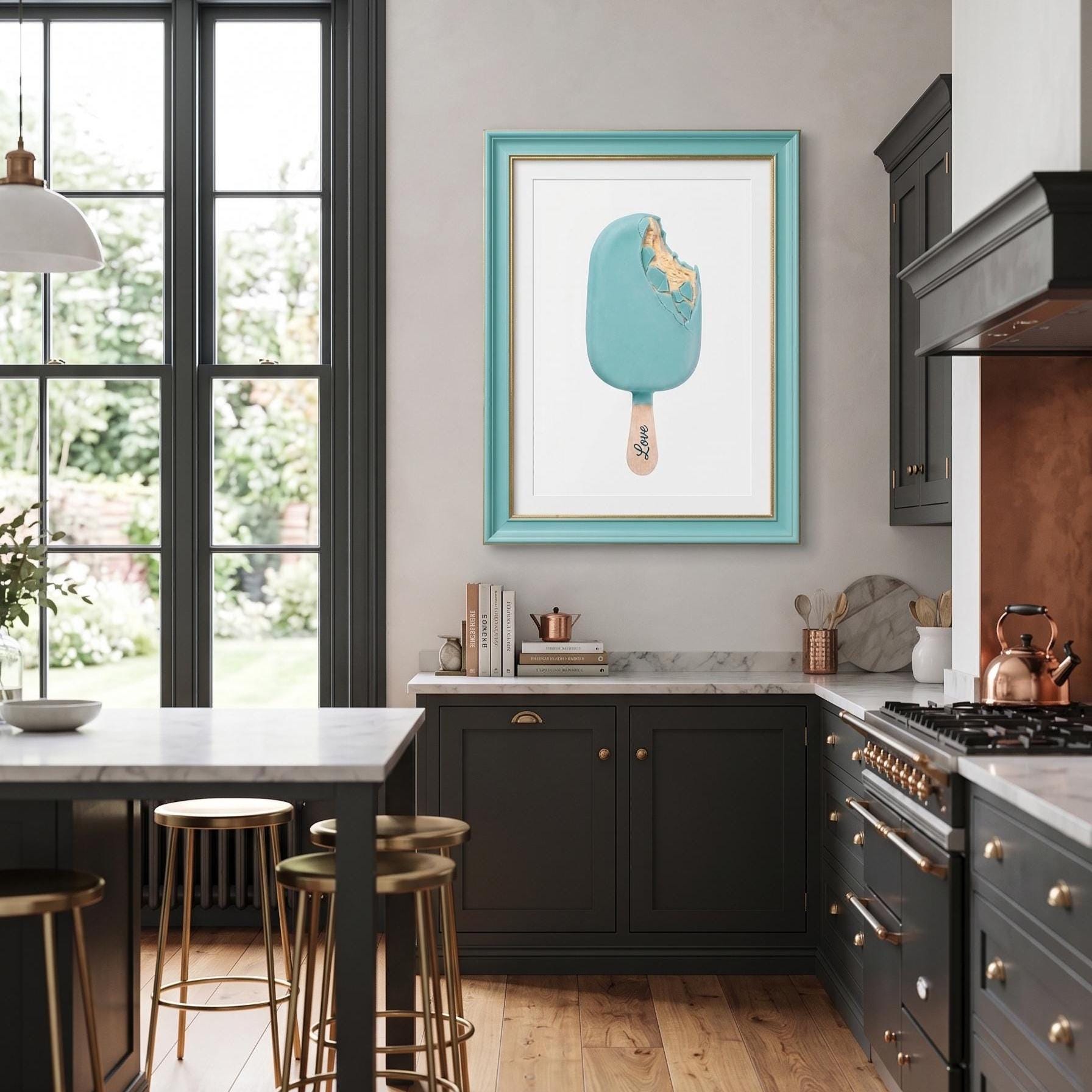 Baby Blue Ice Cream Bar Fine Art Print | Miniature Chefs, Surreal Food Wall Decor