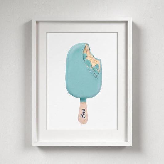Baby Blue Ice Cream Bar Fine Art Print | Miniature Chefs, Surreal Food Wall Decor