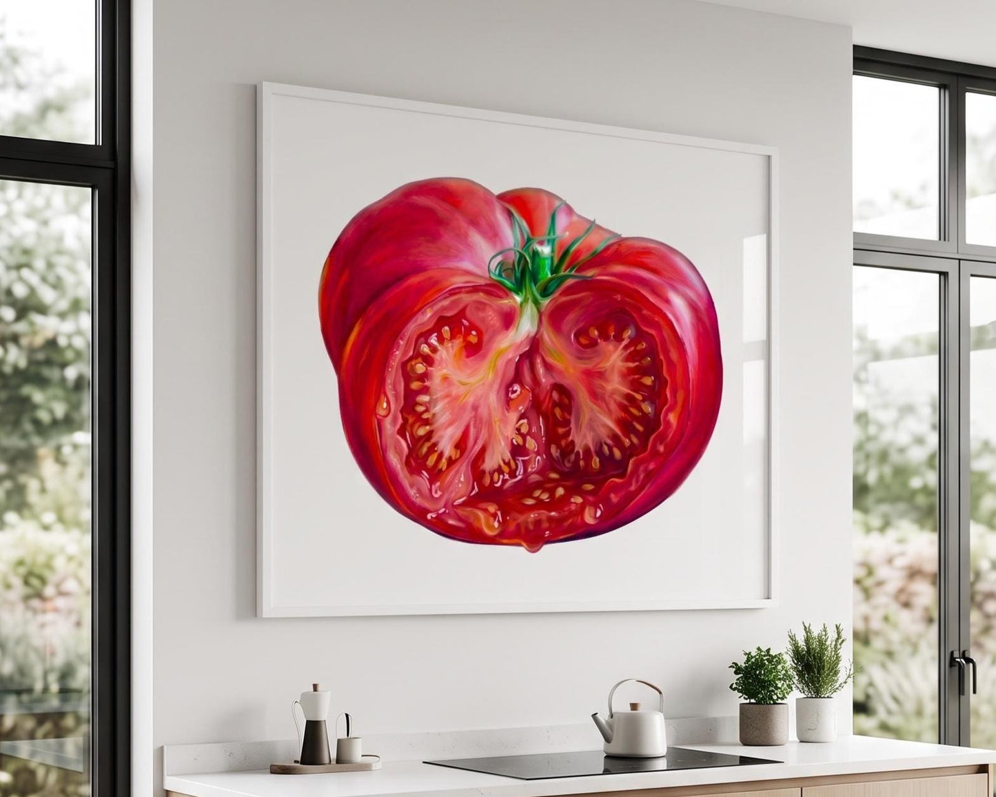 Whimsical Tomato Wall Art | Surreal Food Print with Miniature People | Quirky Kitchen & Restaurant Decor | Unique Foodie Gift