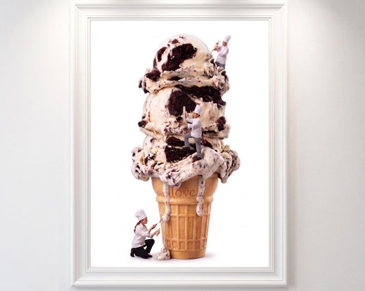 Ice Cream Cone Art Print | Sweet Nursery Wall Art | Playful Kitchen Decor | Kids Room Wall Art | Tiny Chef Food Illustration