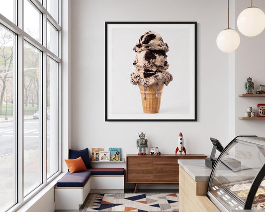 Ice Cream Cone Art Print | Sweet Nursery Wall Art | Playful Kitchen Decor | Kids Room Wall Art | Tiny Chef Food Illustration