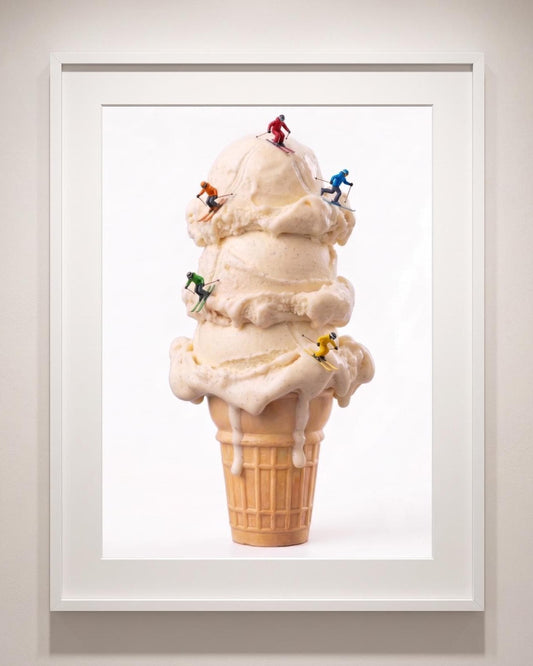 Ice Cream Skiers Wall Art, Quirky Kitchen Decor, Miniature Figure Surreal Photography Print, Fun Playroom Art for Boys and Girls Room