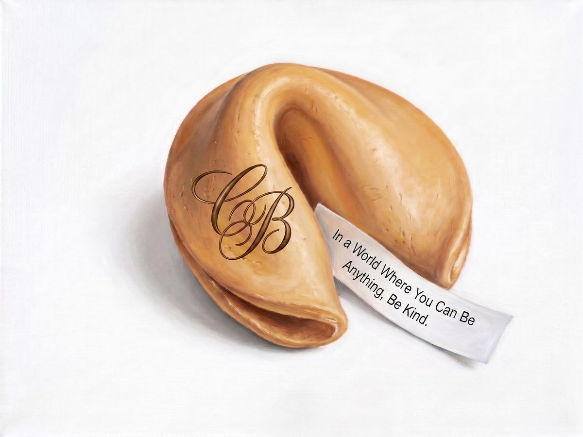 Fortune Cookie Art Print - "Be Kind" Inspirational Quote - Minimalist Kitchen Wall Decor - Food Painting (Unframed)