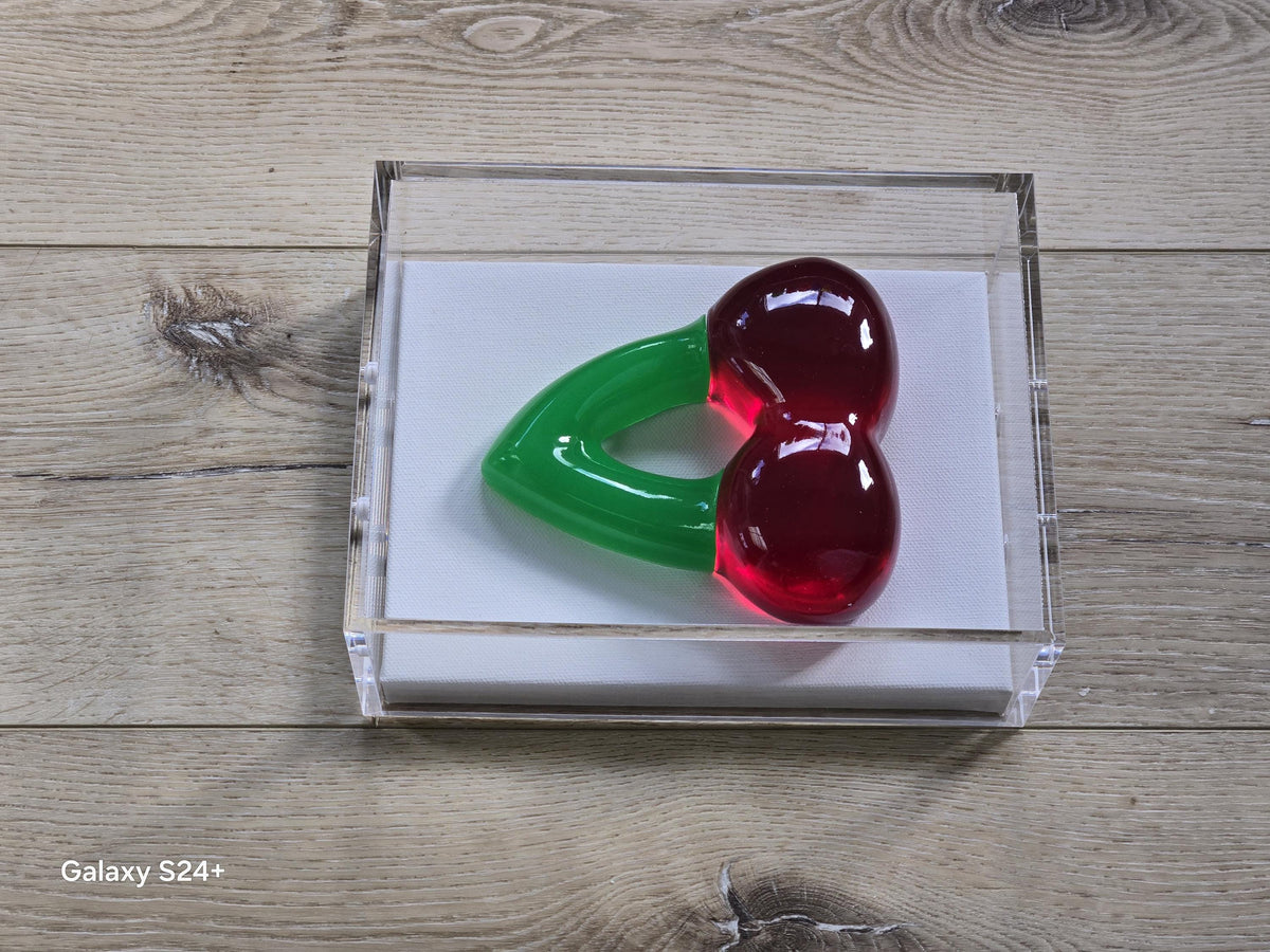 3D Cherry Gummy Wall Art | Resin Candy Sculpture in Acrylic Shadow Box (Nostalgic Decor)