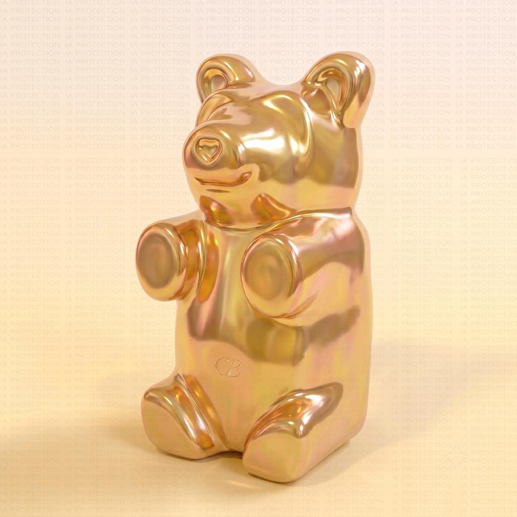 Gummy Bear Art Print | Modern Pop Art Candy Wall Decor | Pastel Nursery & Playroom Poster Iridescent Yellow