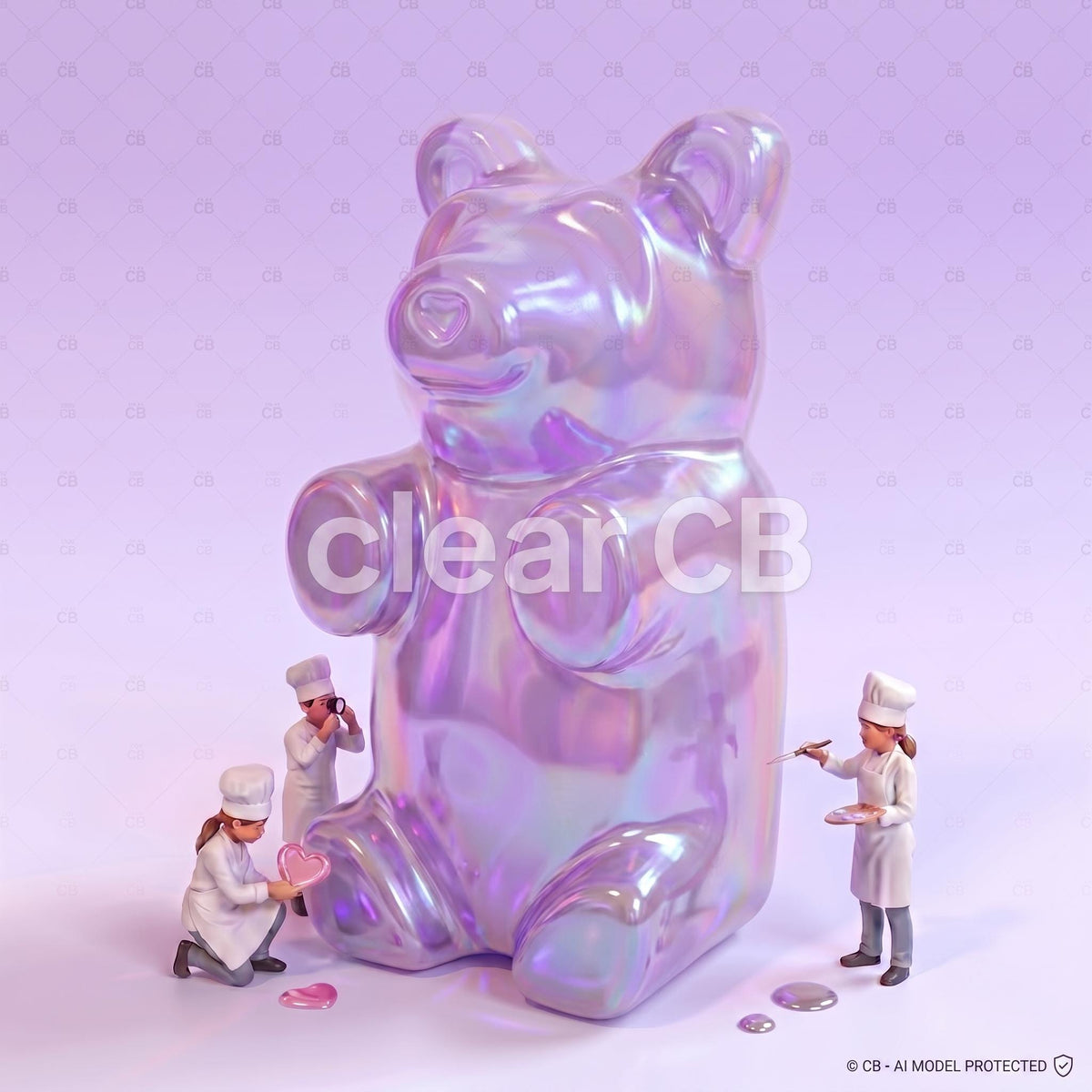 Iridescent Gummy Bear Pop Art Print | Pastel Nursery Wall Decor (12x12)