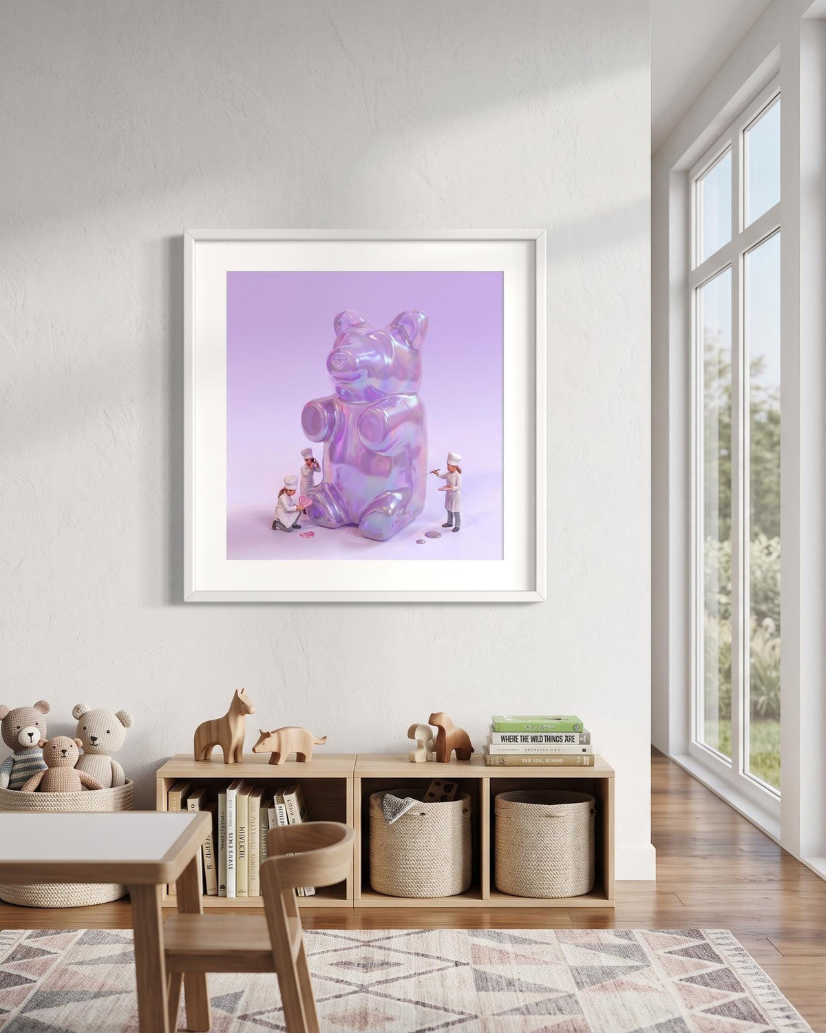 Iridescent Gummy Bear Pop Art Print | Pastel Nursery Wall Decor (12x12)