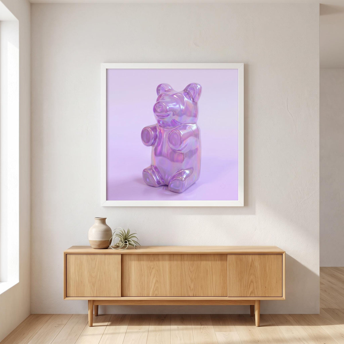 Iridescent Gummy Bear Pop Art Print | Pastel Nursery Wall Decor (12x12)