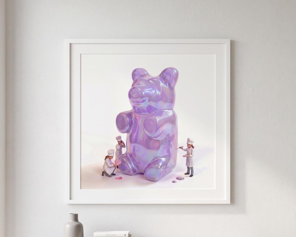 Iridescent Gummy Bear Pop Art Print | Pastel Nursery Wall Decor (12x12)
